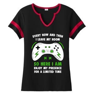 Funny Gamer Every Now And Then I Leave My Room Gaming Ladies Halftime Notch Neck Tee