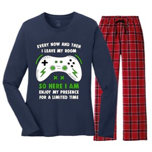 Funny Gamer Every Now And Then I Leave My Room Gaming Women's Long Sleeve Flannel Pajama Set 