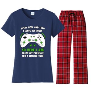 Funny Gamer Every Now And Then I Leave My Room Gaming Women's Flannel Pajama Set