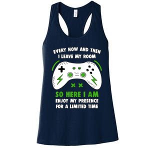 Funny Gamer Every Now And Then I Leave My Room Gaming Women's Racerback Tank