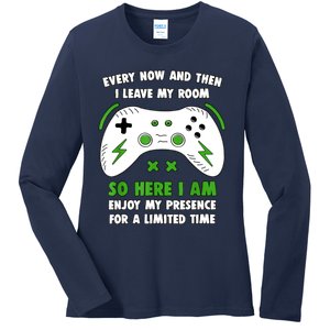 Funny Gamer Every Now And Then I Leave My Room Gaming Ladies Long Sleeve Shirt