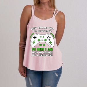 Funny Gamer Every Now And Then I Leave My Room Gaming Women's Strappy Tank