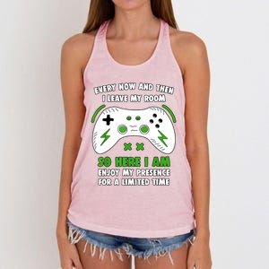 Funny Gamer Every Now And Then I Leave My Room Gaming Women's Knotted Racerback Tank