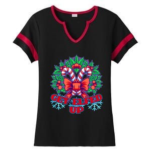 Funny Get Ed Up Christmas Ho Ho Ho Mistletoe Gift Ladies Halftime Notch Neck Tee