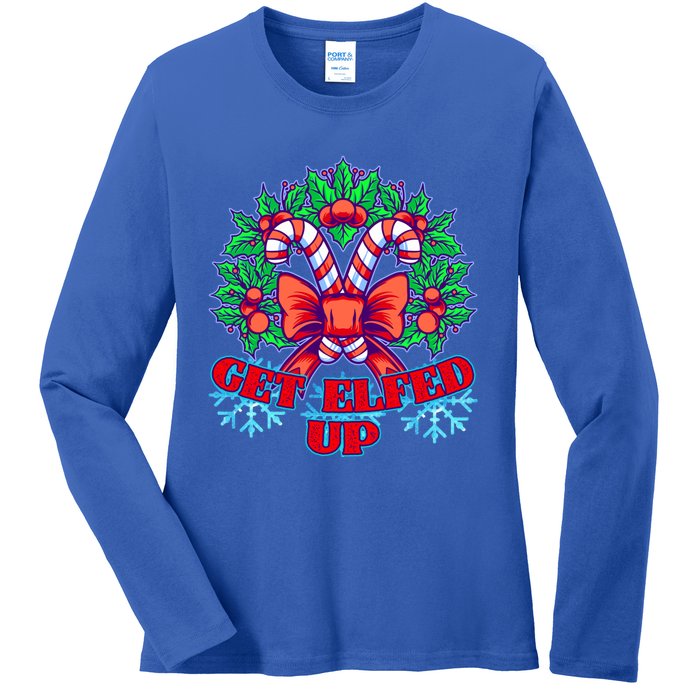 Funny Get Ed Up Christmas Ho Ho Ho Mistletoe Gift Ladies Long Sleeve Shirt