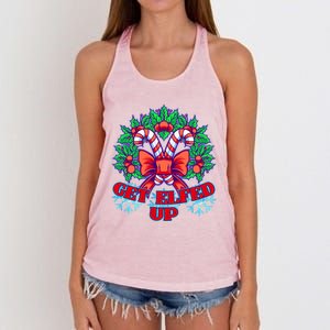 Funny Get Ed Up Christmas Ho Ho Ho Mistletoe Gift Women's Knotted Racerback Tank