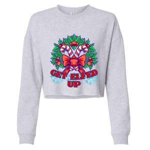 Funny Get Ed Up Christmas Ho Ho Ho Mistletoe Gift Cropped Pullover Crew