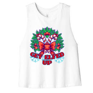 Funny Get Ed Up Christmas Ho Ho Ho Mistletoe Gift Women's Racerback Cropped Tank