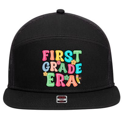 First Grade Era Back To School Print 7 Panel Mesh Trucker Snapback Hat