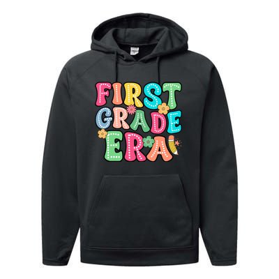 First Grade Era Back To School Print Performance Fleece Hoodie