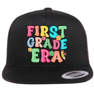 First Grade Era Back To School Print Flat Bill Trucker Hat