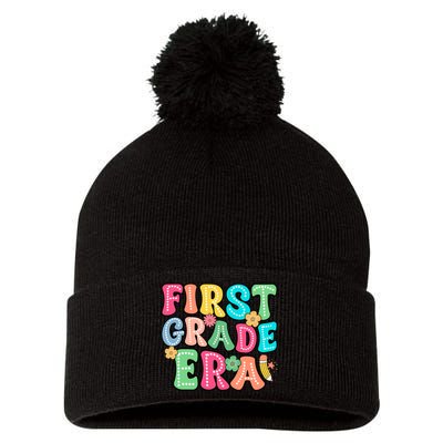 First Grade Era Back To School Print Pom Pom 12in Knit Beanie