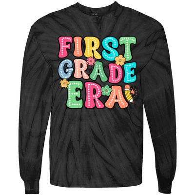 First Grade Era Back To School Print Tie-Dye Long Sleeve Shirt