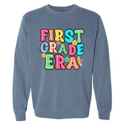 First Grade Era Back To School Print Garment-Dyed Sweatshirt