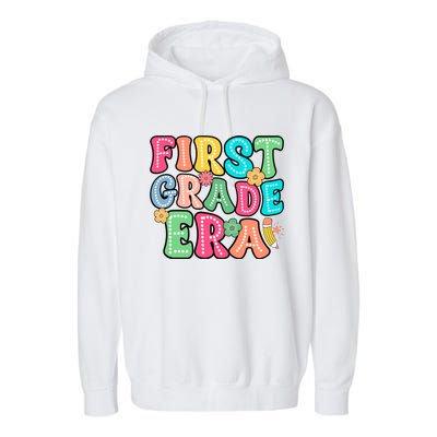 First Grade Era Back To School Print Garment-Dyed Fleece Hoodie