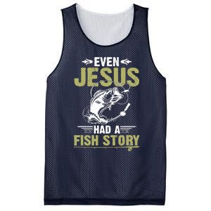 Fishing Gifts Even Jesus Had A Fish Story Funny Mesh Reversible Basketball Jersey Tank