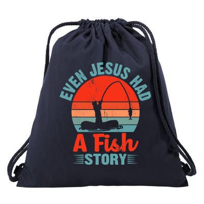 Fishing Gifts Even Jesus Had A Fish Story Funny Drawstring Bag
