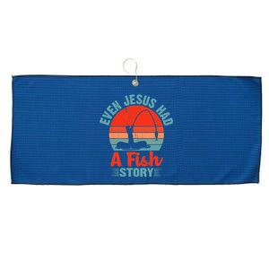 Fishing Gifts Even Jesus Had A Fish Story Funny Large Microfiber Waffle Golf Towel