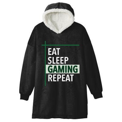 Funny Gamer Eat Sleep Anime Gaming Repeat Meaningful Gift Hooded Wearable Blanket