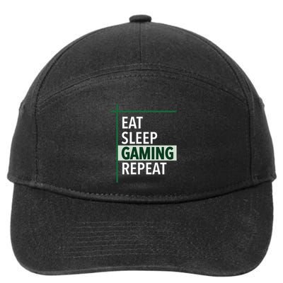 Funny Gamer Eat Sleep Anime Gaming Repeat Meaningful Gift 7-Panel Snapback Hat
