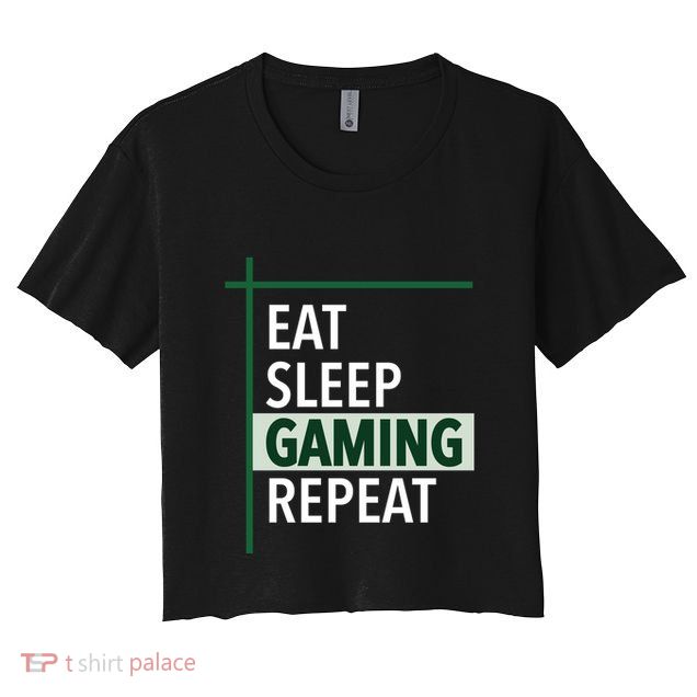 Funny Gamer Eat Sleep Anime Gaming Repeat Meaningful Gift Crop Top