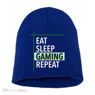 Funny Gamer Eat Sleep Anime Gaming Repeat Meaningful Gift Short Acrylic Beanie