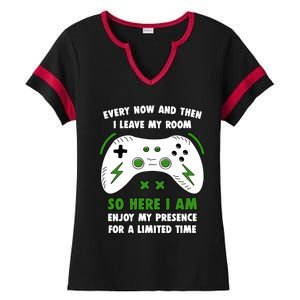 Funny Gamer Every Now And Then I Leave My Room Gaming Ladies Halftime Notch Neck Tee