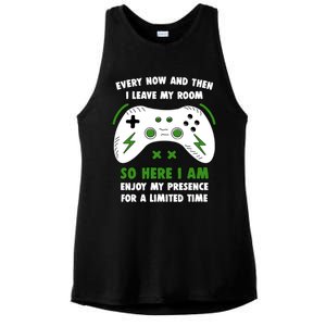 Funny Gamer Every Now And Then I Leave My Room Gaming Ladies PosiCharge Tri-Blend Wicking Tank