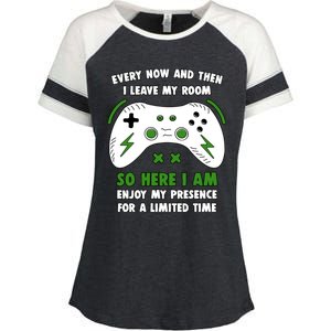 Funny Gamer Every Now And Then I Leave My Room Gaming Enza Ladies Jersey Colorblock Tee