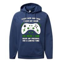 Funny Gamer Every Now And Then I Leave My Room Gaming Performance Fleece Hoodie