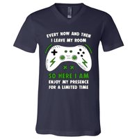 Funny Gamer Every Now And Then I Leave My Room Gaming V-Neck T-Shirt