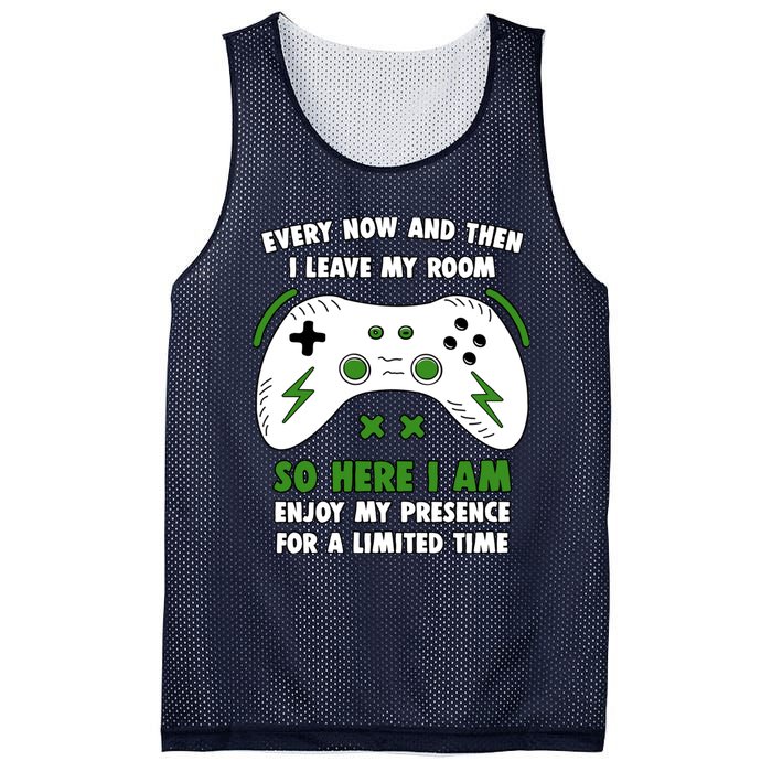 Funny Gamer Every Now And Then I Leave My Room Gaming Mesh Reversible Basketball Jersey Tank