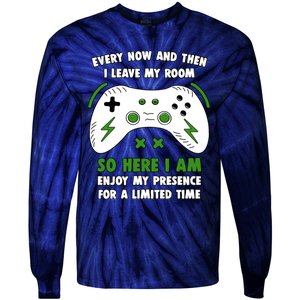 Funny Gamer Every Now And Then I Leave My Room Gaming Tie-Dye Long Sleeve Shirt