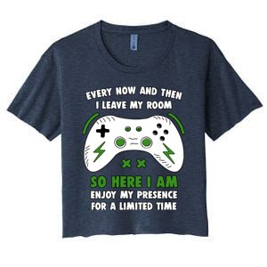 Funny Gamer Every Now And Then I Leave My Room Gaming Women's Crop Top Tee