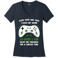 Funny Gamer Every Now And Then I Leave My Room Gaming Women's V-Neck T-Shirt