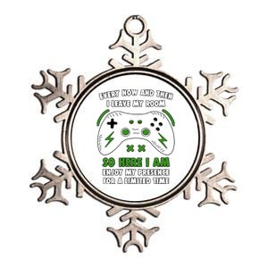 Funny Gamer Every Now And Then I Leave My Room Gaming Metallic Star Ornament