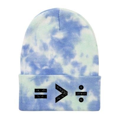 Funny Gift Equality Is Greater Than Division Symbols Gift Tie Dye 12in Knit Beanie