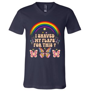 Funny Groovy Embarrassing I Shaved My Flaps For This V-Neck T-Shirt