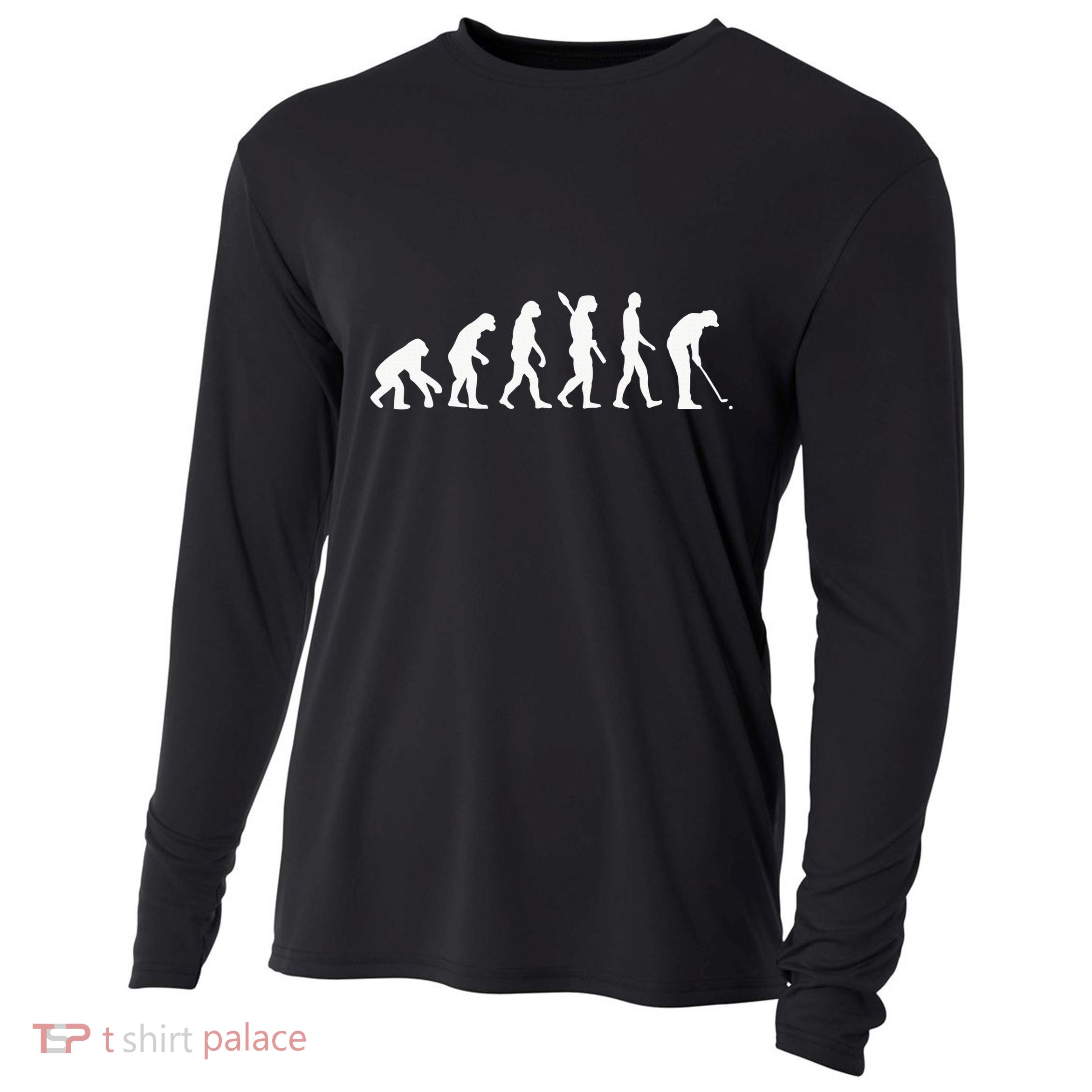 Funny Golfer Evolution Golf Lover Golfer Golfing Life Cooling Performance Long Sleeve Crew