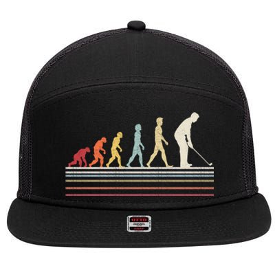 Funny Golf Evolution Of Sport Retro Vintage Gift Cool Gift 7 Panel Mesh Trucker Snapback Hat