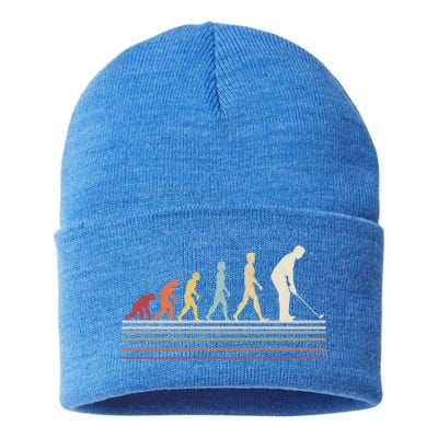 Funny Golf Evolution Of Sport Retro Vintage Gift Cool Gift Sustainable Knit Beanie