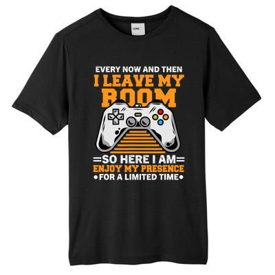 Funny Gamer Every Now And Then I Leave My Room Gaming Lover Tall Fusion ChromaSoft Performance T-Shirt