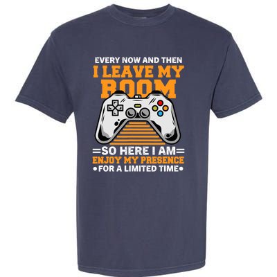 Funny Gamer Every Now And Then I Leave My Room Gaming Lover Garment-Dyed Heavyweight T-Shirt