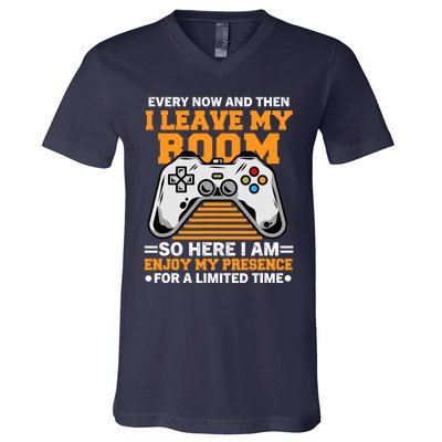 Funny Gamer Every Now And Then I Leave My Room Gaming Lover V-Neck T-Shirt