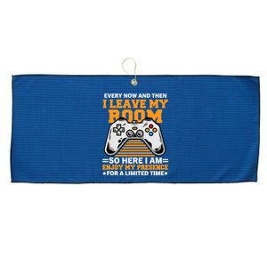 Funny Gamer Every Now And Then I Leave My Room Gaming Lover Large Microfiber Waffle Golf Towel