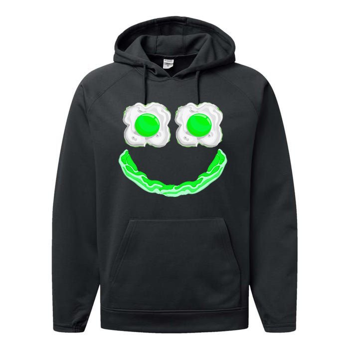 Funny Green Eggs Ham Smile Face Brunch Breakfast Performance Fleece Hoodie