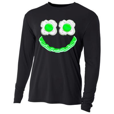 Funny Green Eggs Ham Smile Face Brunch Breakfast Cooling Performance Long Sleeve Crew