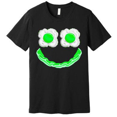 Funny Green Eggs Ham Smile Face Brunch Breakfast Premium T-Shirt