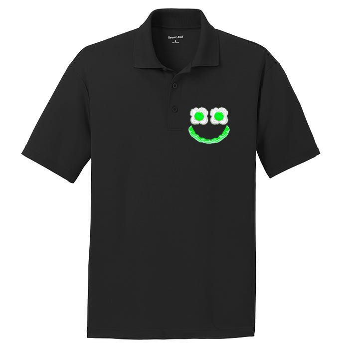 Funny Green Eggs Ham Smile Face Brunch Breakfast PosiCharge RacerMesh Polo