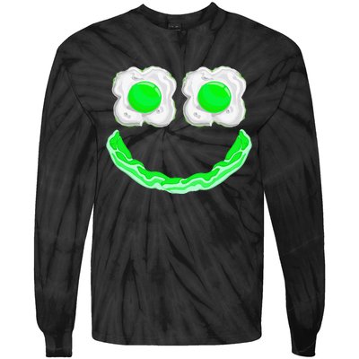 Funny Green Eggs Ham Smile Face Brunch Breakfast Tie-Dye Long Sleeve Shirt